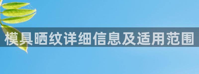 太阳地产集团：模具晒纹详细信息及适用范围